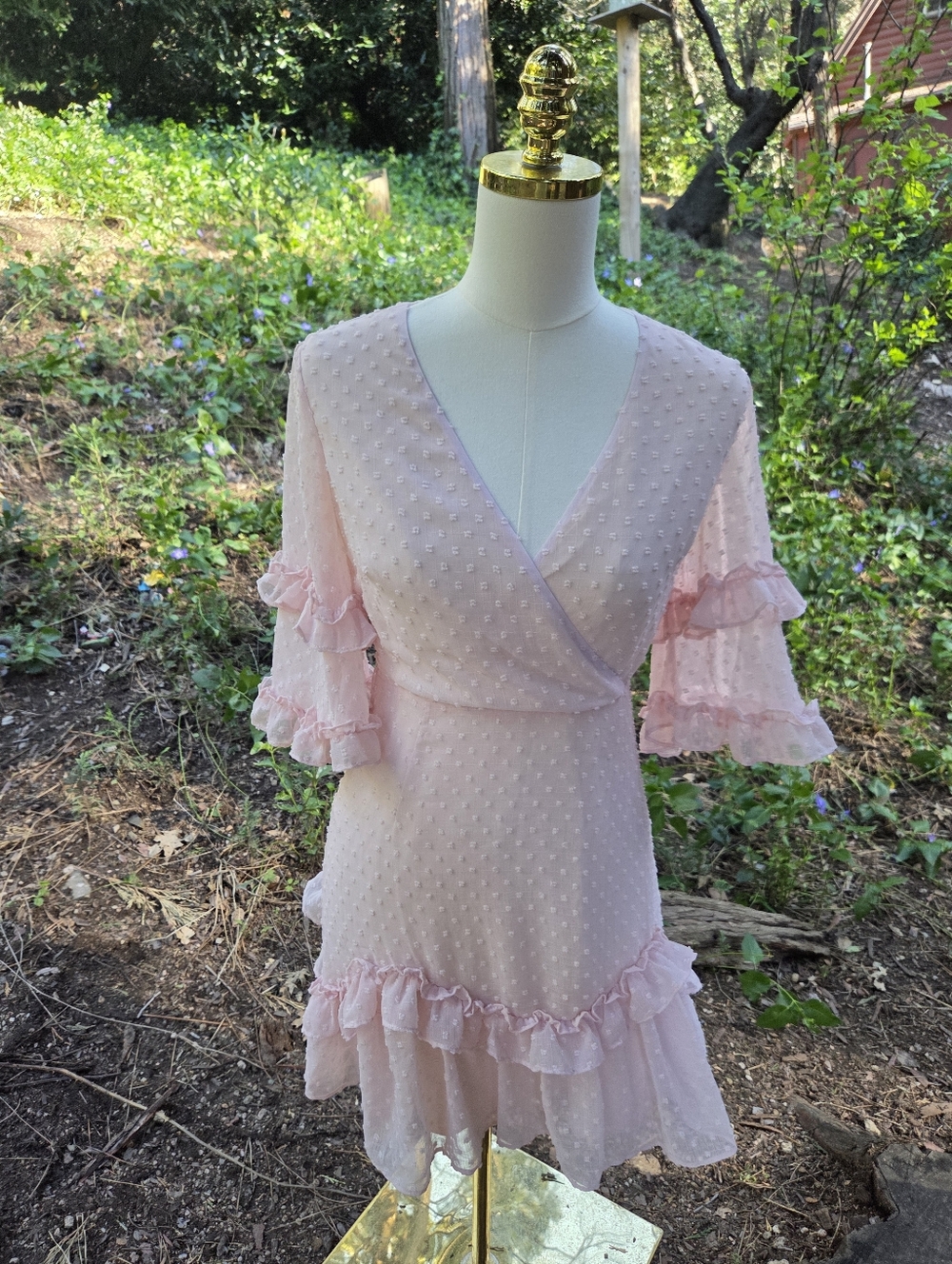 J.ING Light Pink Ruffle‎ Mini Dress Size Small